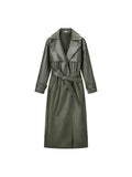 Stylish  Faux Leather Trench Coat