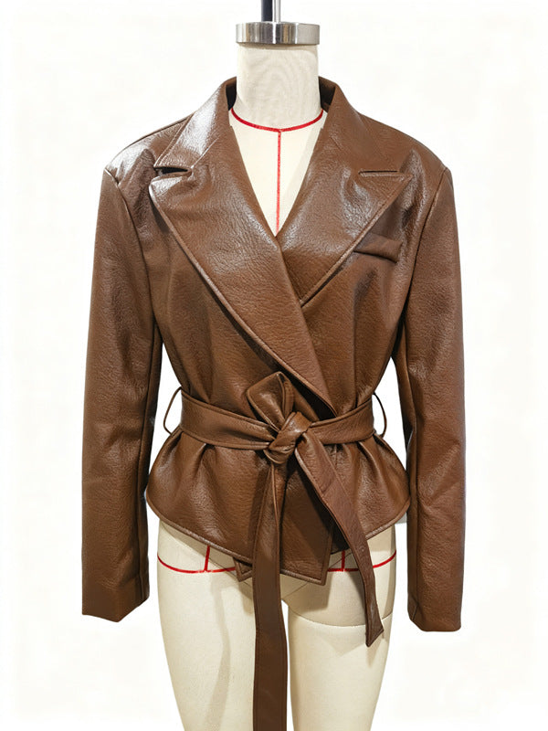 Women's Cool Strapped Faux Leather Jacket