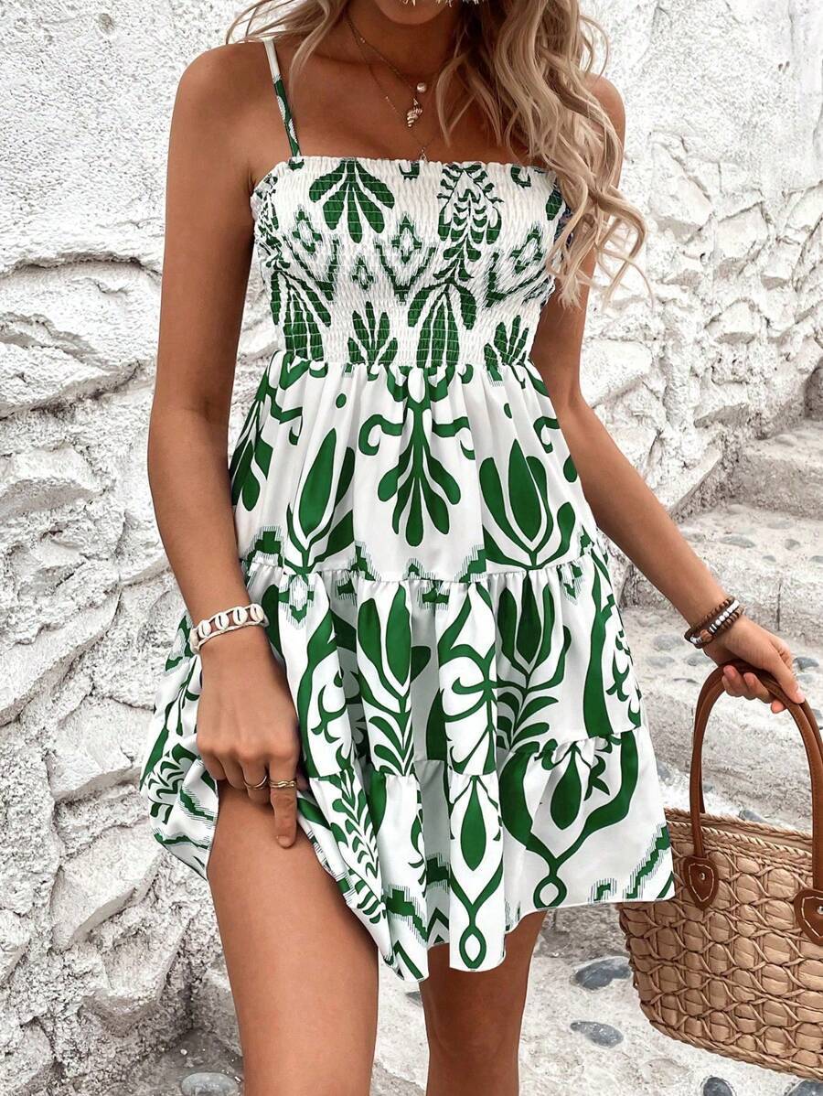 Women's Fashion Plant Print Summer Dress