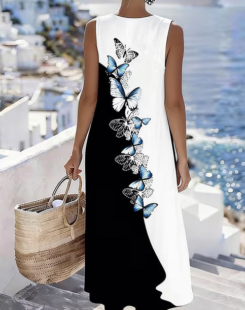 Woman's Casual Summer Cotton And Linen Dress