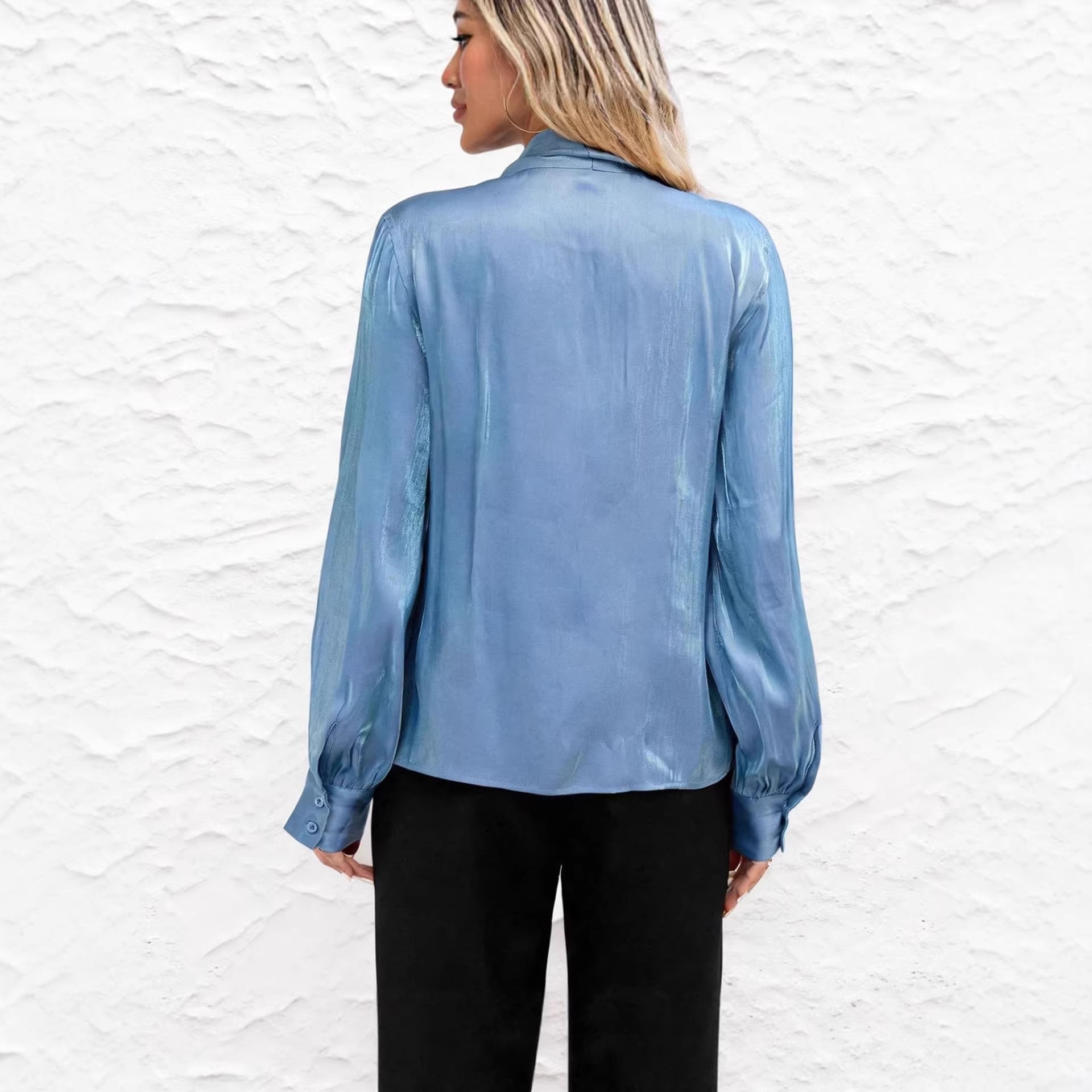 Chic With a Bow Long Sleeve Blouse For Women