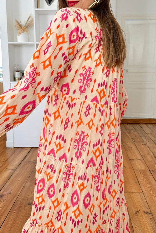 Abstract Geometric Print Maxi Dress