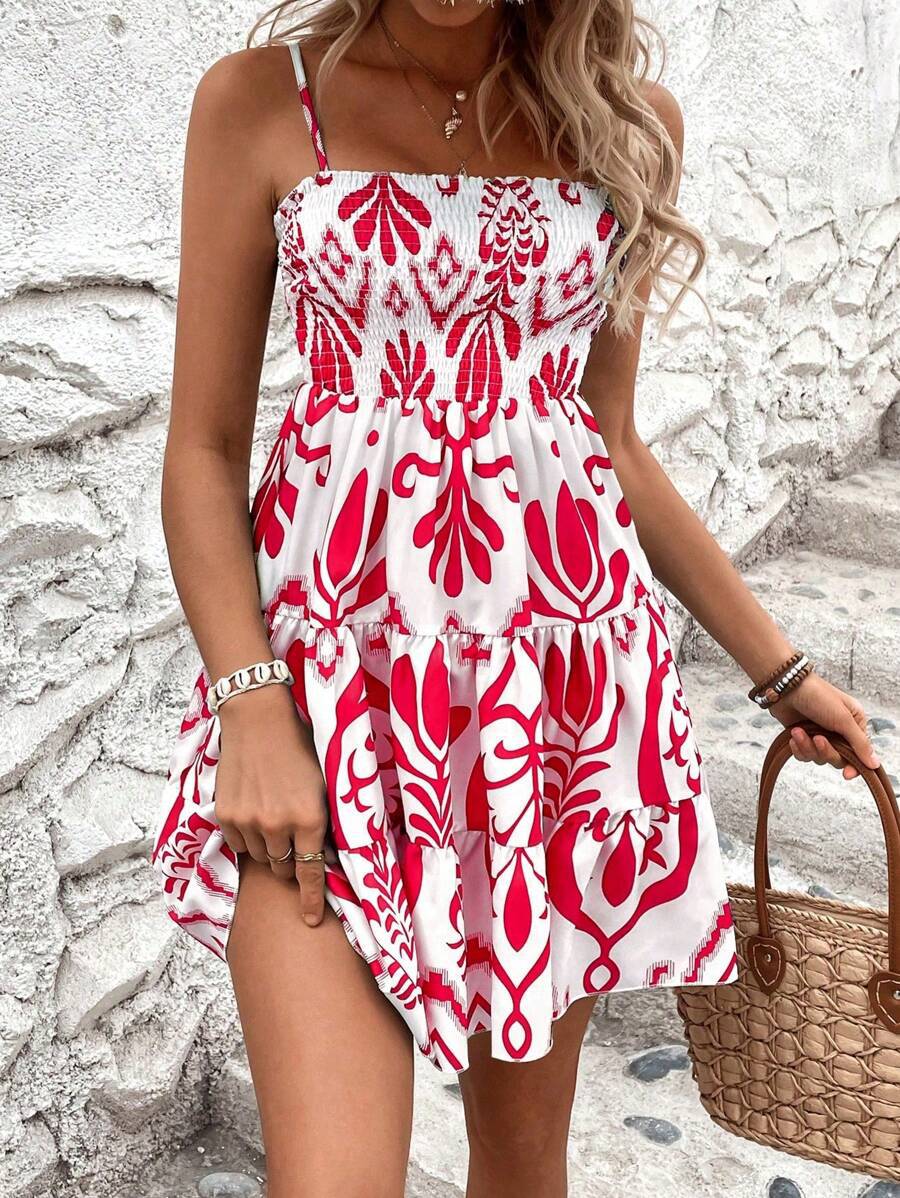 Women's Fashion Plant Print Summer Dress