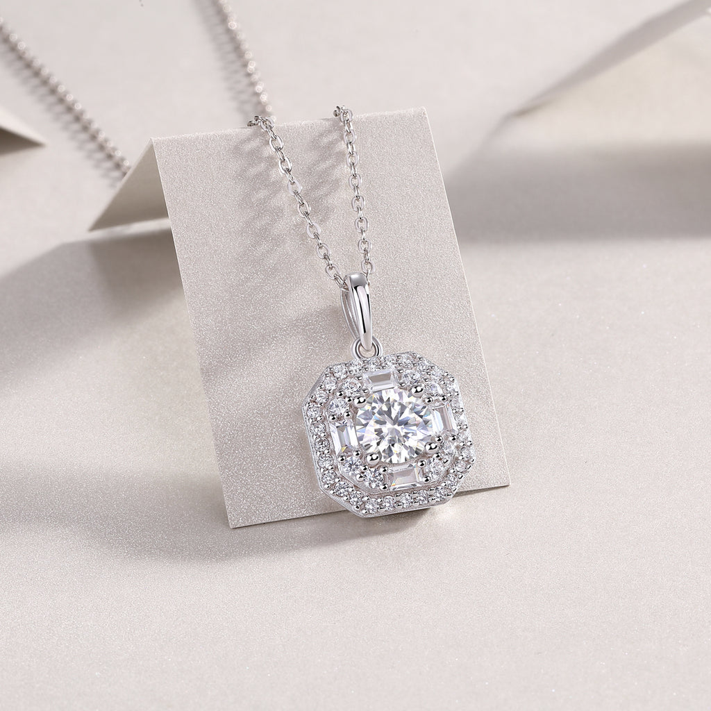 Luxurious Diamond Jewelry Piece Set With 1-carat Moissan Diamond S925 Sterling Silver And Platinum-plated Pendant