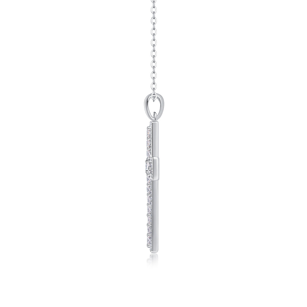 Jewelry Pendant Set With Moissanite Diamond 0.1 carat, S925 Sterling Silver And Platinum-plated Cross Diamond