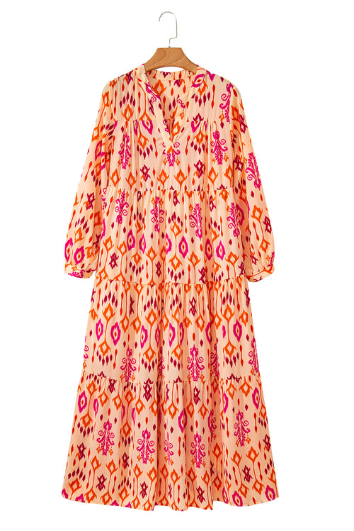 Abstract Geometric Print Maxi Dress