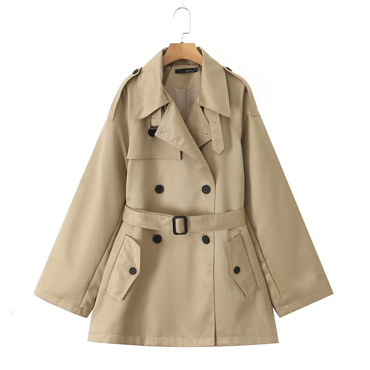 Elegant Double-breasted Mid-length Trench Coat