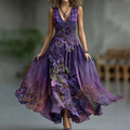 Creative Pattern Totem Deep V Sleeveless Dress