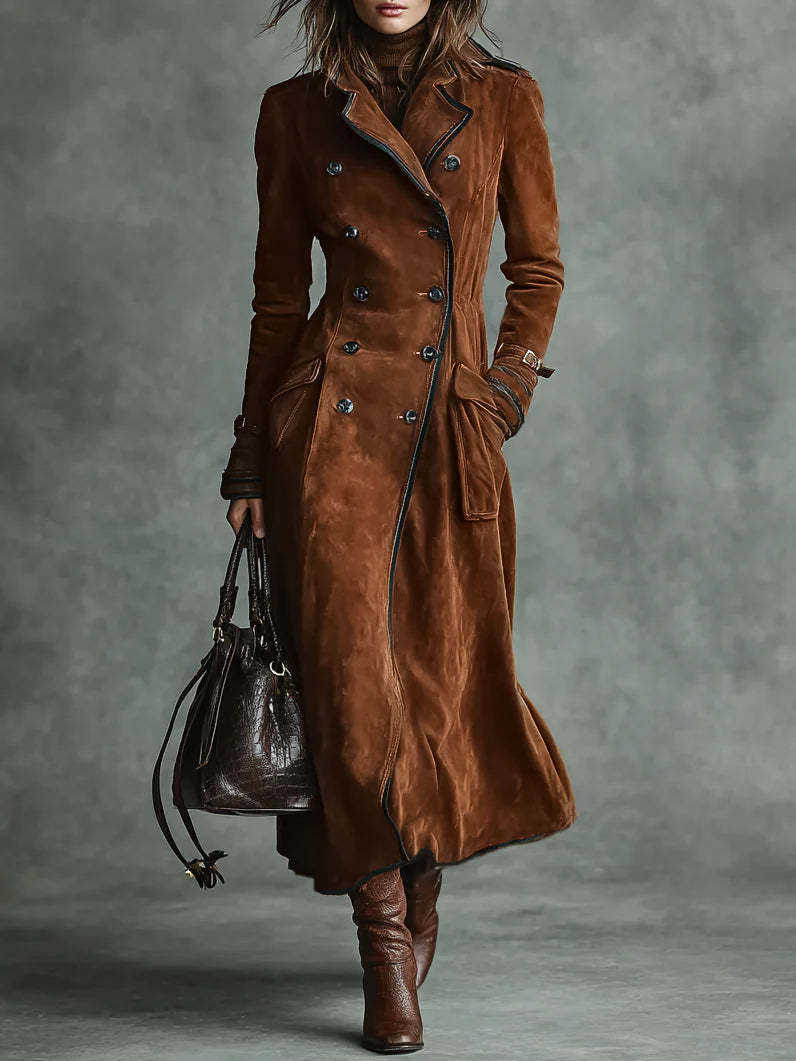 Women's Fall Winter Suede Long Coat