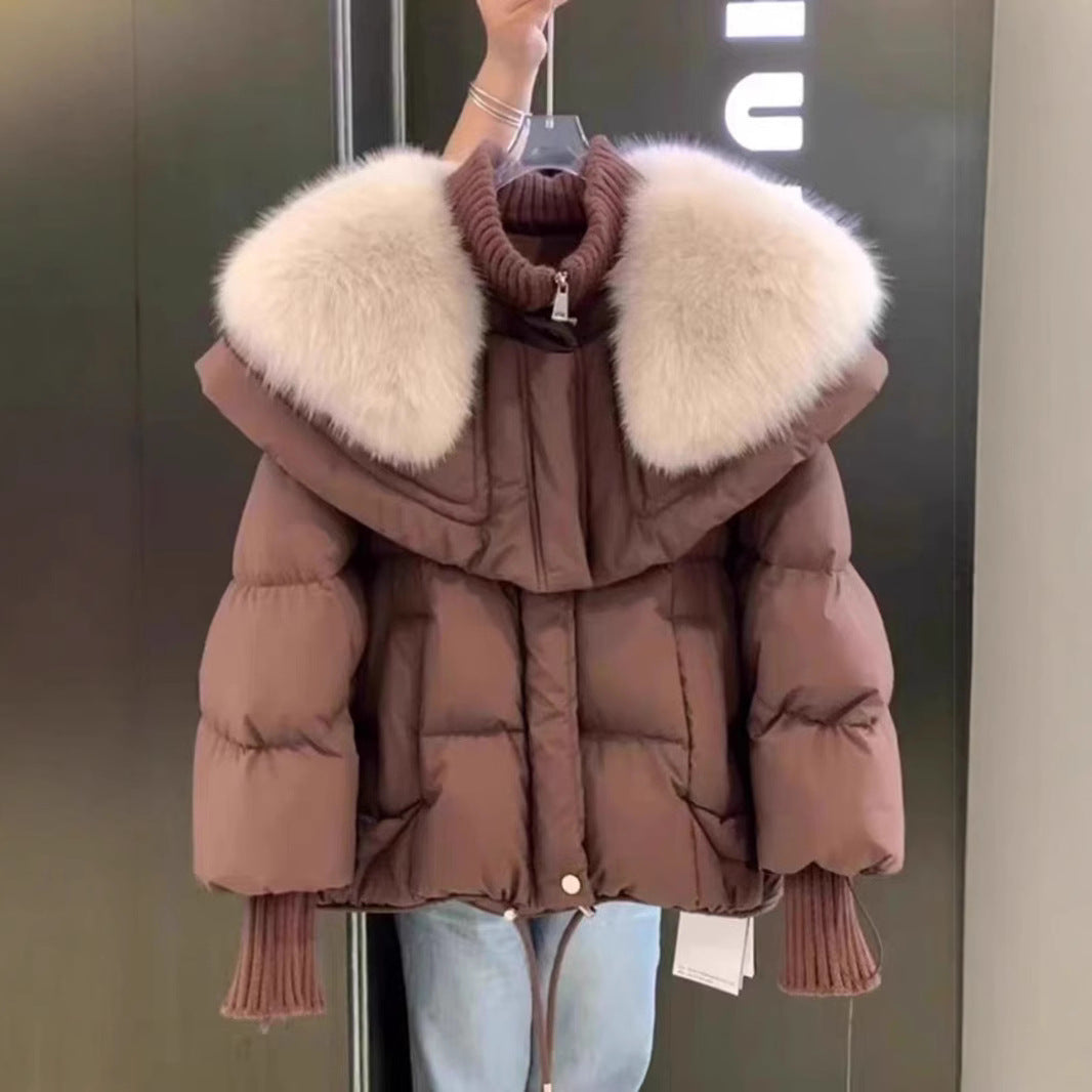 Parka Coat Petite Short Style Large Faux Fur Collar Thickened Cotton Jacket