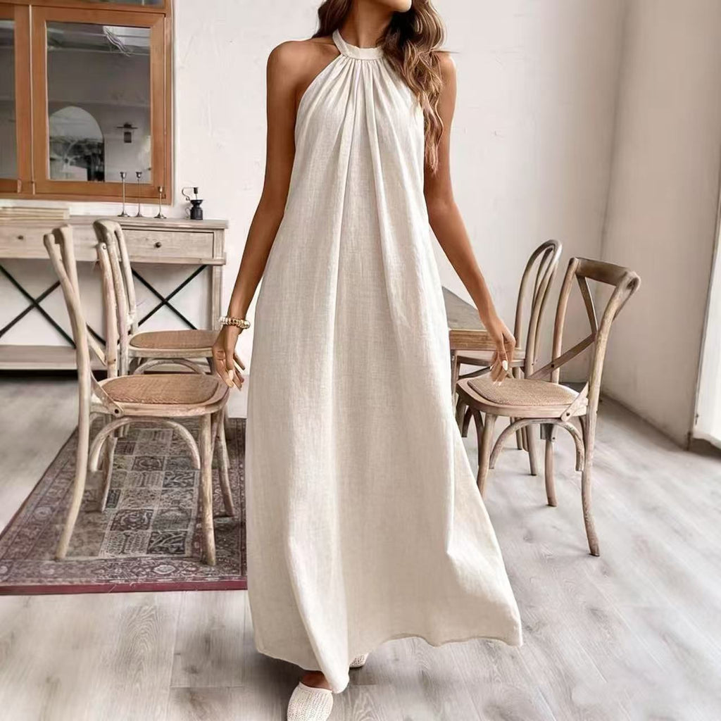 Vacation Style Relaxed Chic Halter Dress