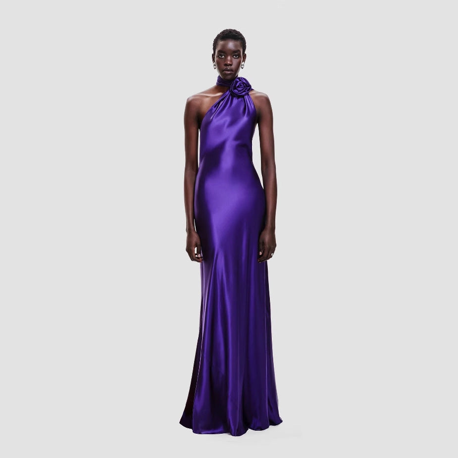 Fitted High Waist Purple Evening Dress