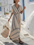 Casual Loose Retro Striped Print Summer Dress