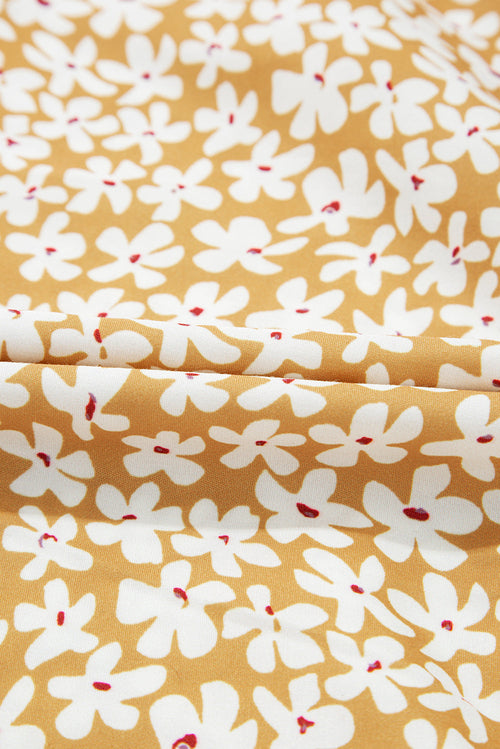 Floral V-Neck Short Sleeve Tiered Mini Dress