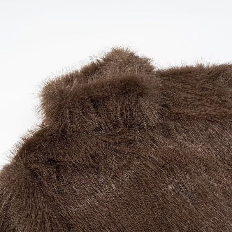 Thickened Warm Faux Fur Coat With A Stand-up Collar