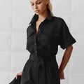 Women's Retro Short Sleeve Wide Leg Romper