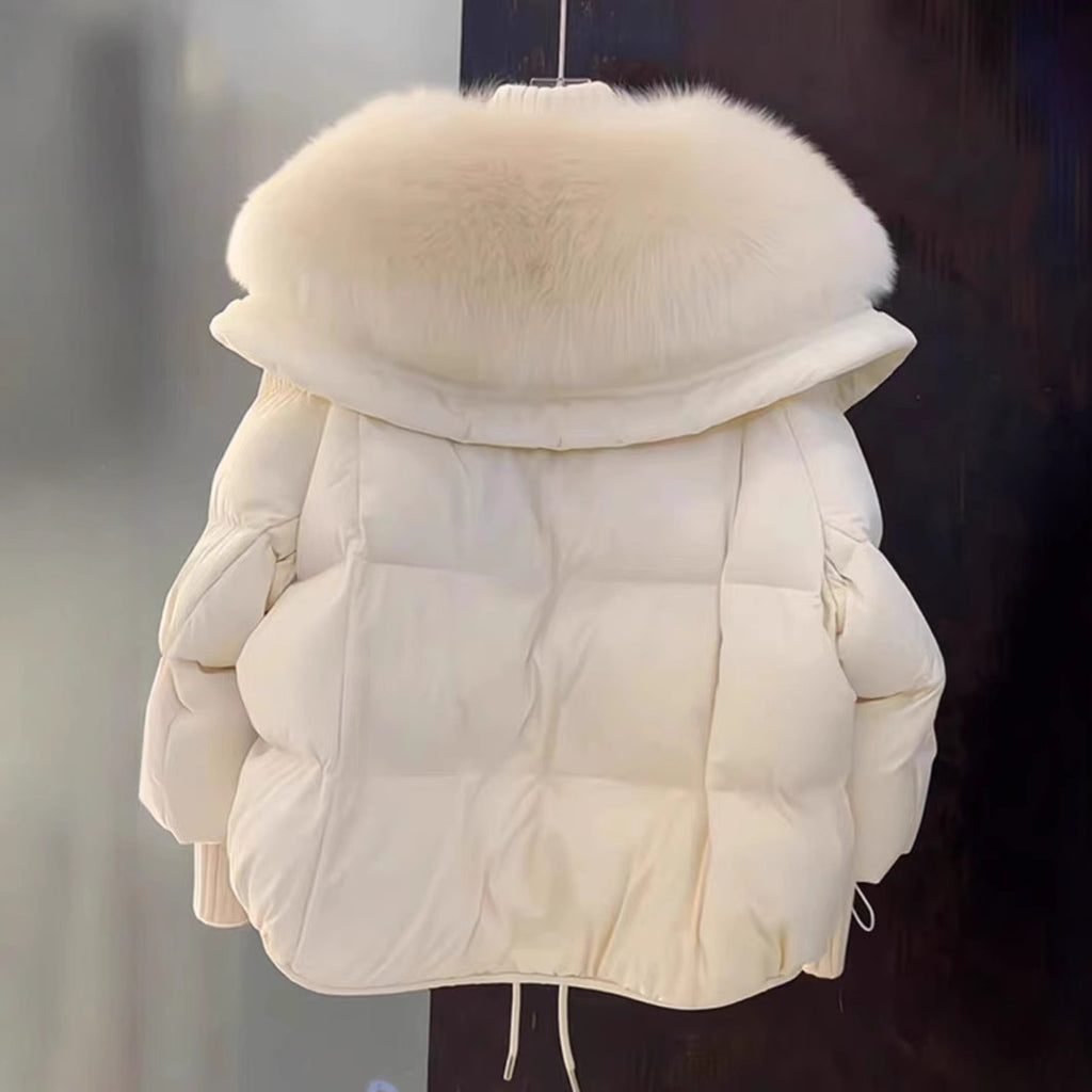 Parka Coat Petite Short Style Large Faux Fur Collar Thickened Cotton Jacket