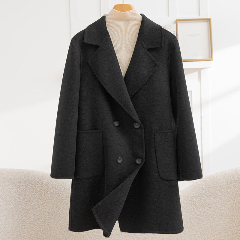 Double Breasted Woollen Coat for Women