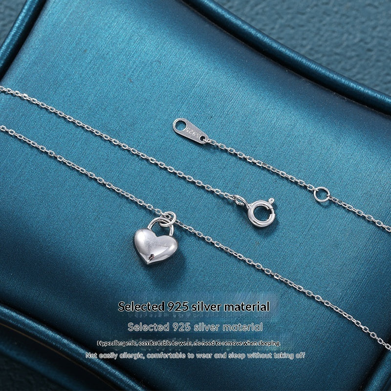 Stylish Sterling Silver Heart Pendant Necklace With A Smooth Finish