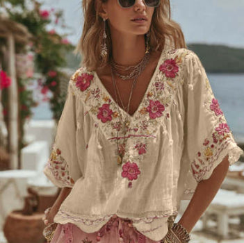 Summer Bohemian Floral Top