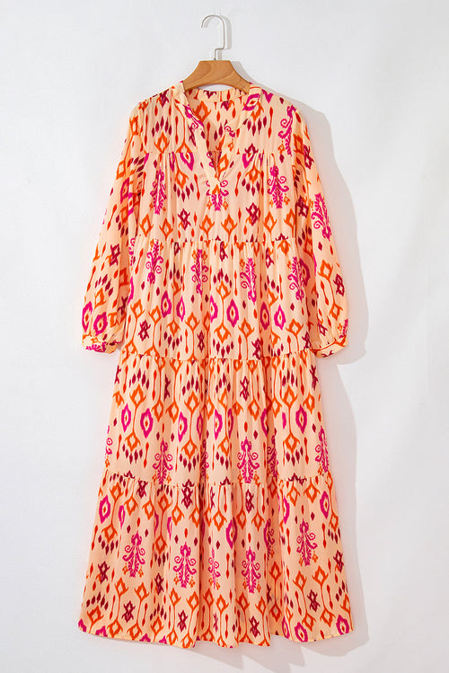 Abstract Geometric Print Maxi Dress