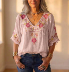 Summer Bohemian Floral Top