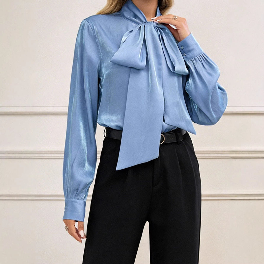 Chic With a Bow Long Sleeve Blouse For Women