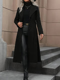 Women's Black Minimalist Belted Coat