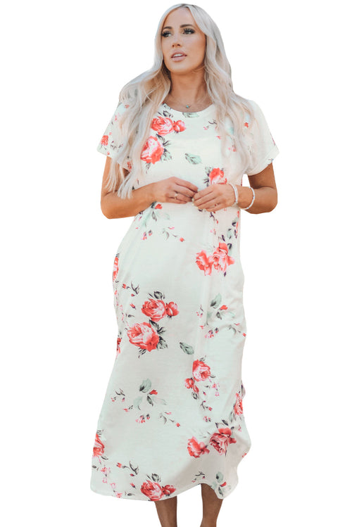 Romantic, Floral Print, Side Slits, Summer Dress