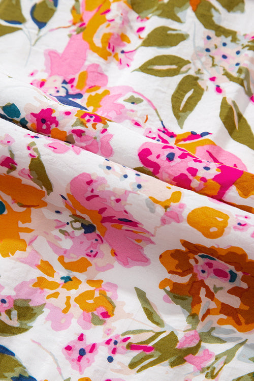 Floral V-Neck Short Sleeve Maxi Dress