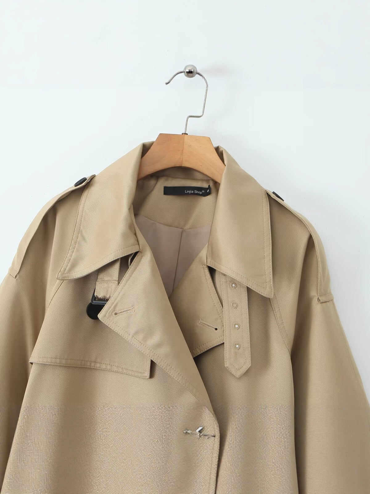 Elegant Double-breasted Mid-length Trench Coat