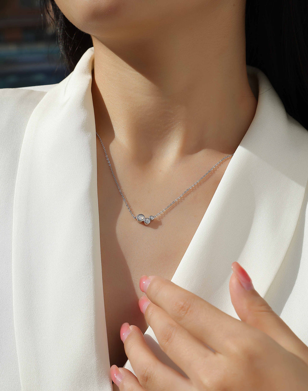 Luxurious Diamond Jewelry Pendant Set With Moissanite Diamond 0.1 carat, S925 Sterling Silver