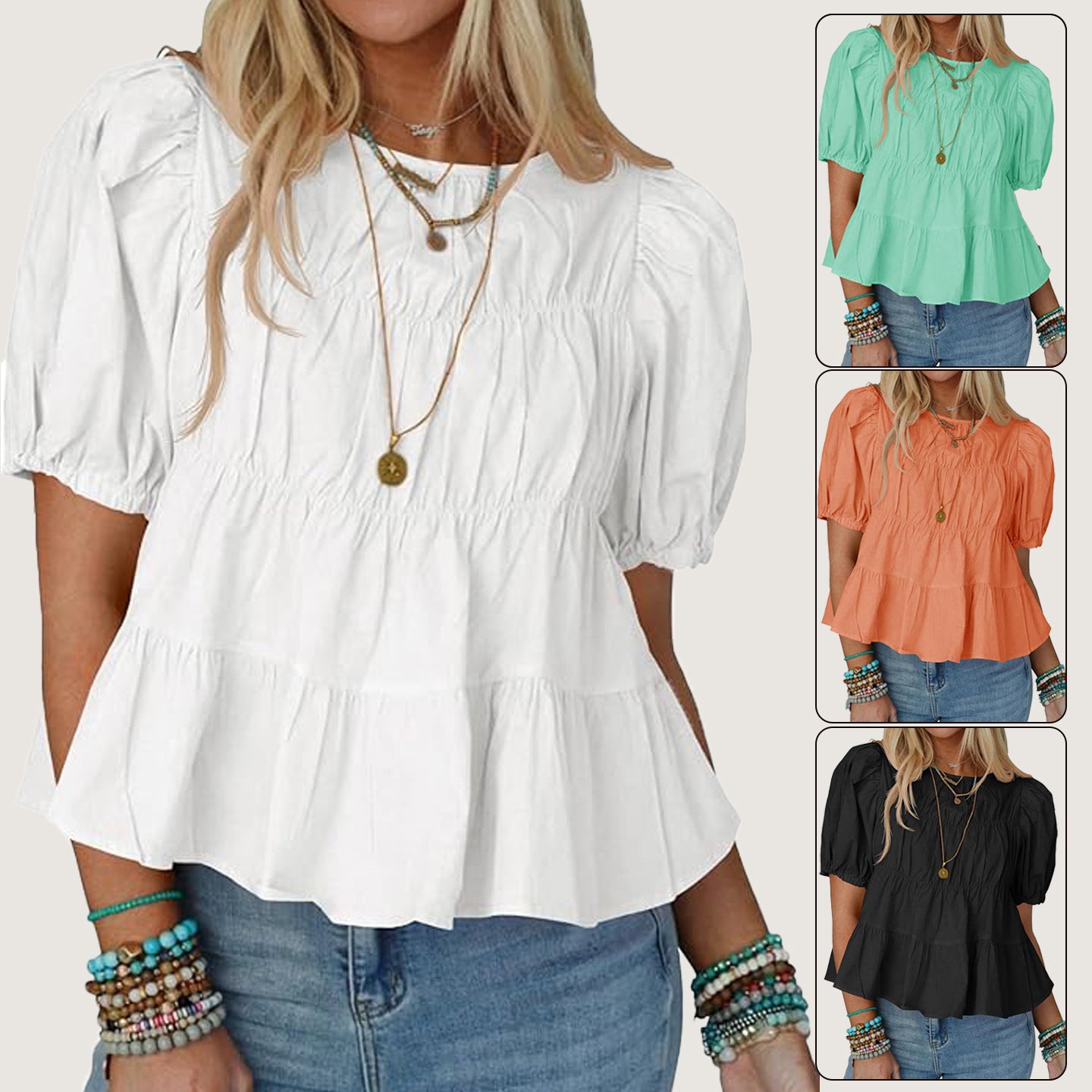 Summer Puff-sleeve Doll Top