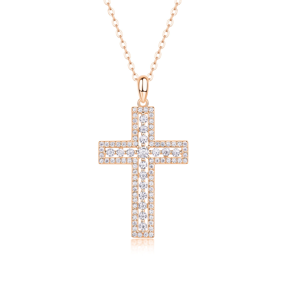Jewelry Pendant Set With Moissanite Diamond 0.1 carat, S925 Sterling Silver And Platinum-plated Cross Diamond