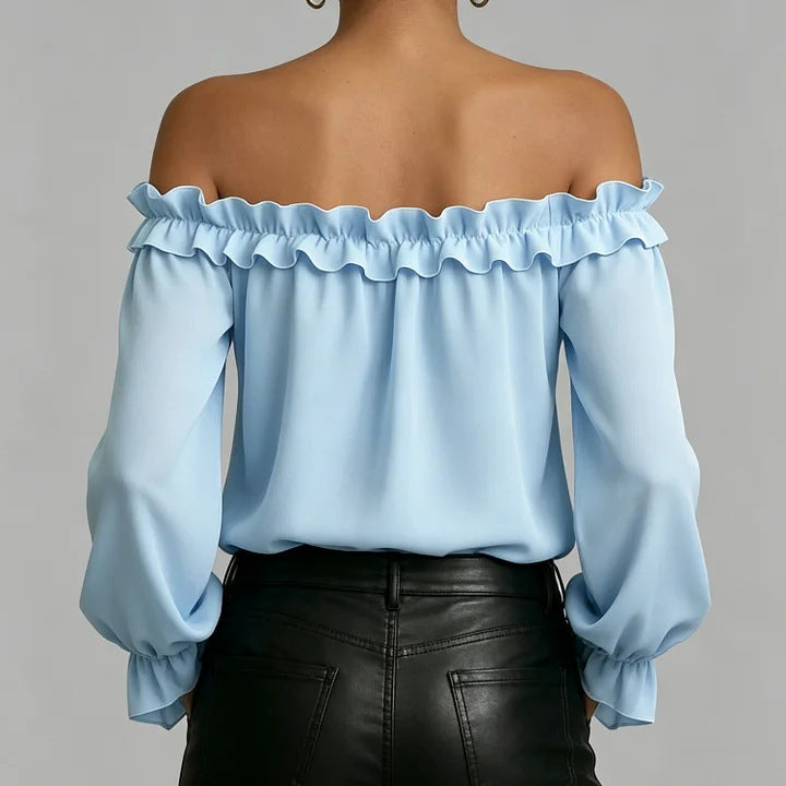 New Elegant Casual Ruffle Off-Shoulder Long-Sleeve Blouse For Women
