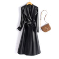 Artificial Leather Fall-Spring Trench Coat