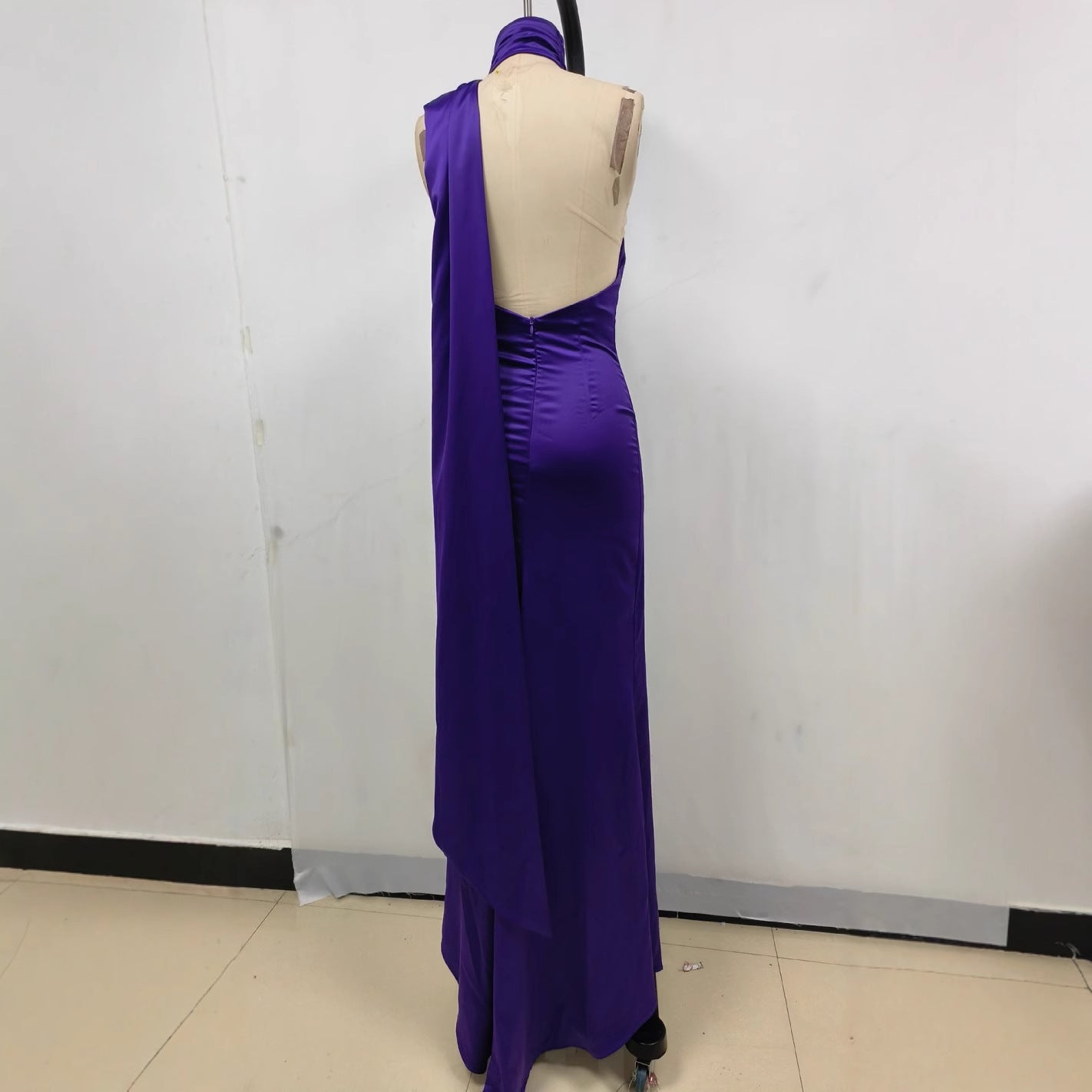 Fitted High Waist Purple Evening Dress