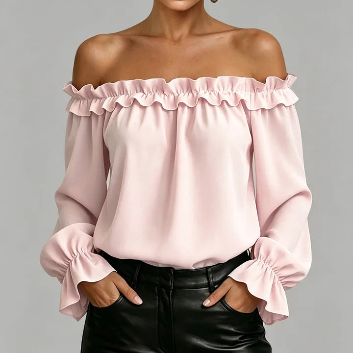 New Elegant Casual Ruffle Off-Shoulder Long-Sleeve Blouse For Women