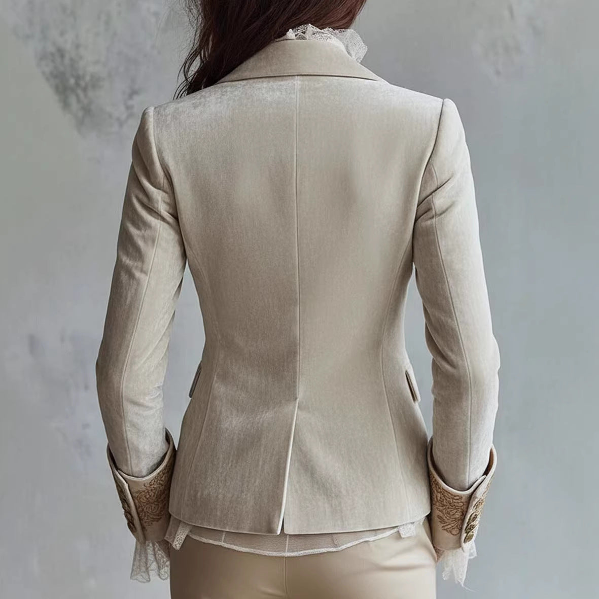 Womens Fashion Printed Lapel Flare-Sleeve Blazer