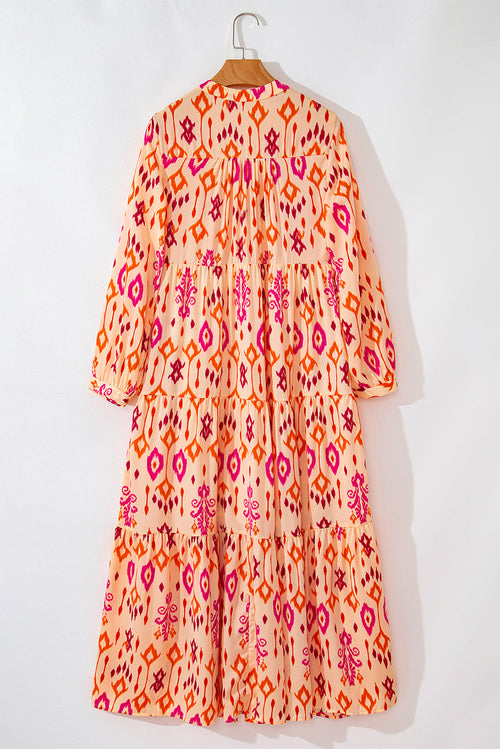 Abstract Geometric Print Maxi Dress