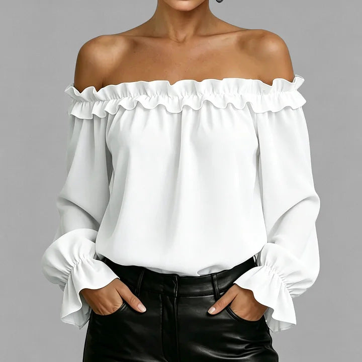 New Elegant Casual Ruffle Off-Shoulder Long-Sleeve Blouse For Women