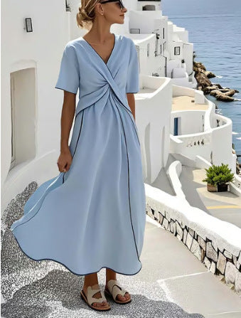 Casual Loose Retro Striped Print Summer Dress