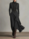 Women's Solid Colour High-Neck Dress