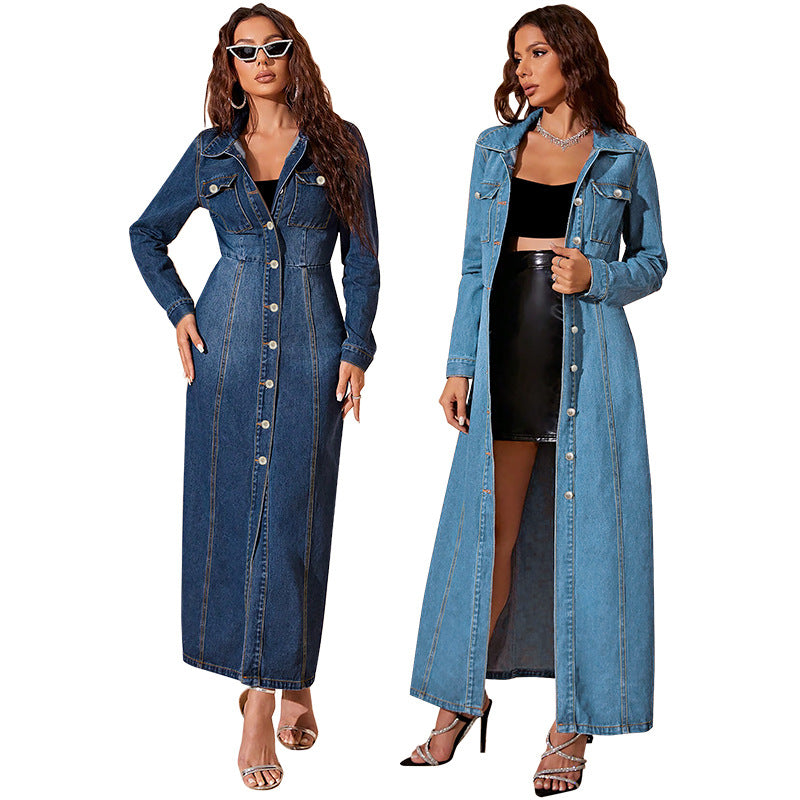 Denim Button-Up Jacket Dress