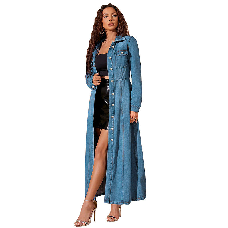 Denim Button-Up Jacket Dress