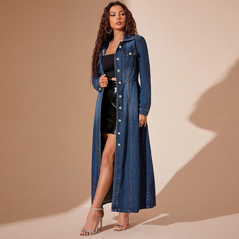 Denim Button-Up Jacket Dress