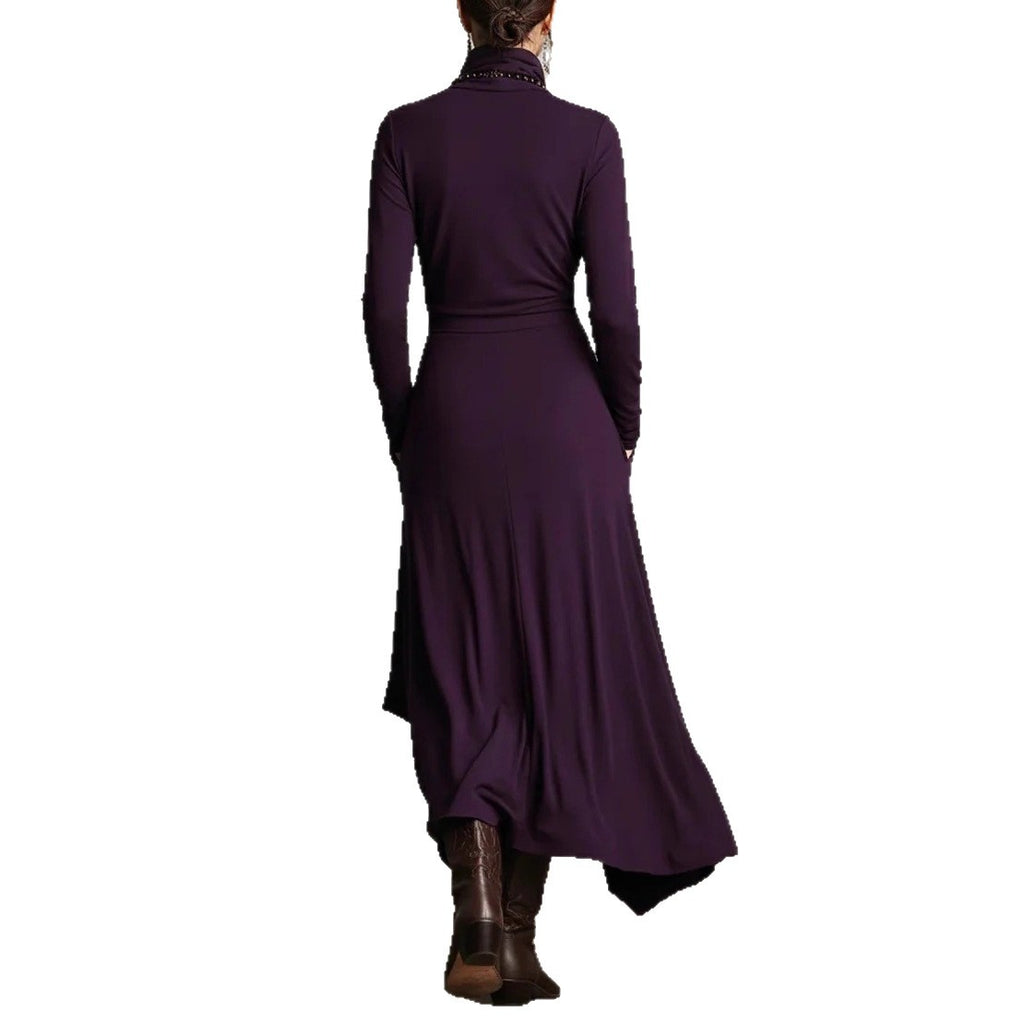 Women's Solid Colour High-Neck Dress