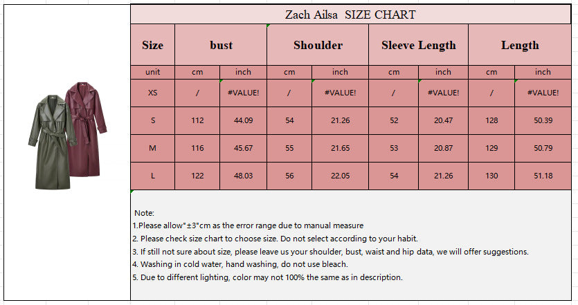 Stylish  Faux Leather Trench Coat