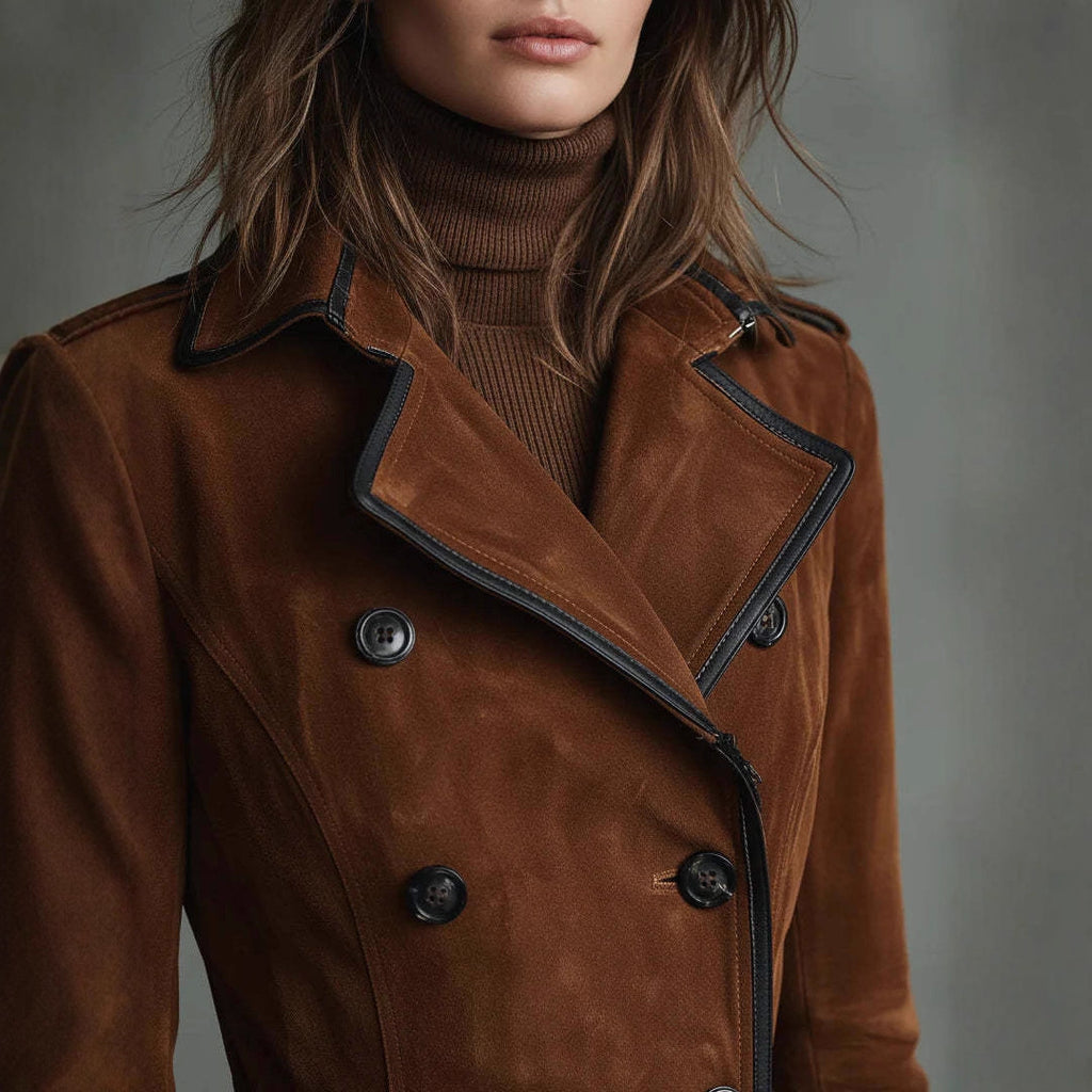 Women's Fall Winter Suede Long Coat