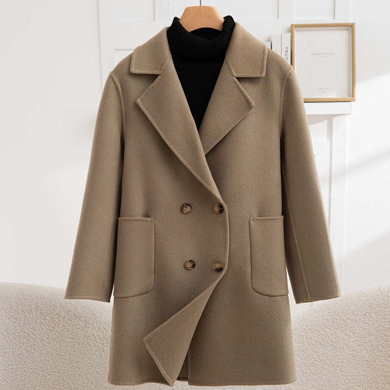 Double Breasted Woollen Coat for Women